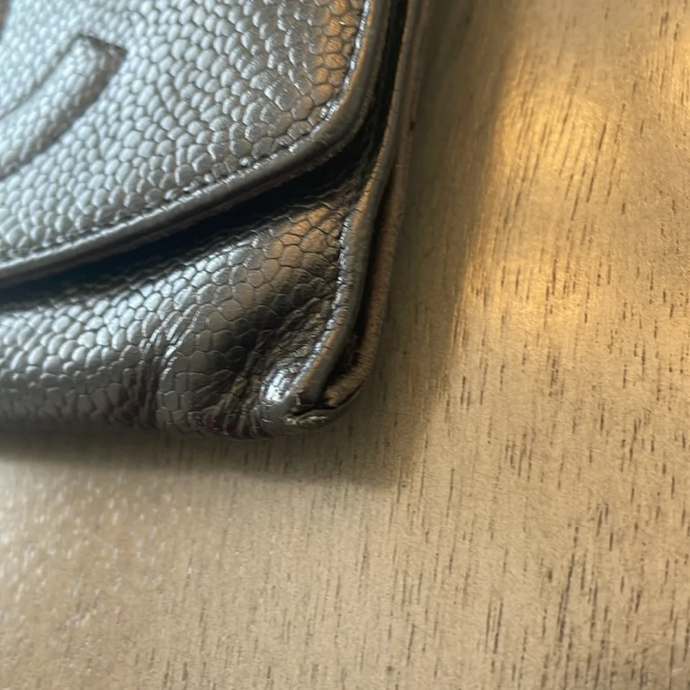 Chanel CC Clutch Wallet Black Caviar Leather Compact Classic Luxury
